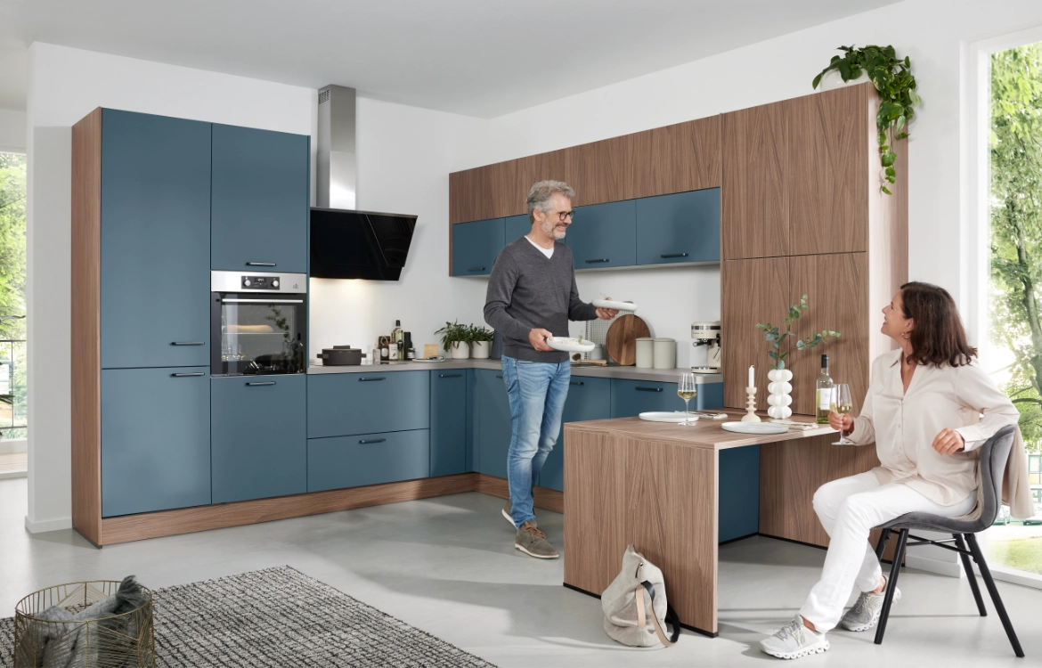 Blau Holz Küche